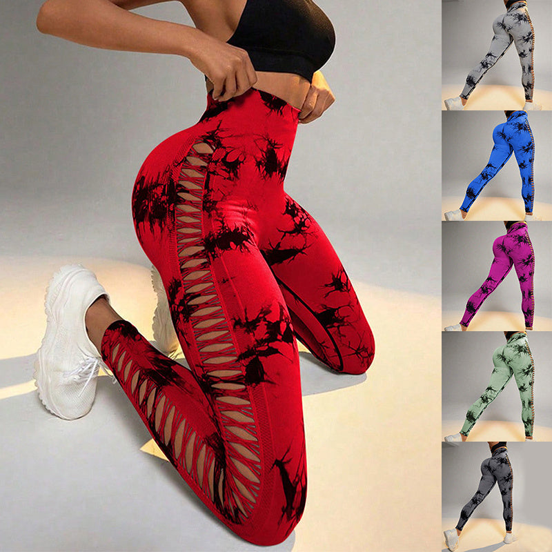 Hollow Tie Dye Yoga Pants