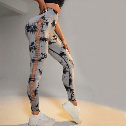 Hollow Tie Dye Yoga Pants