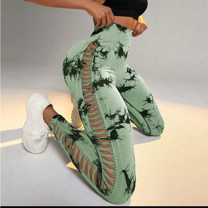 Hollow Tie Dye Yoga Pants