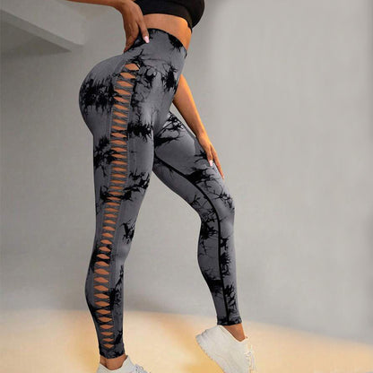 Hollow Tie Dye Yoga Pants