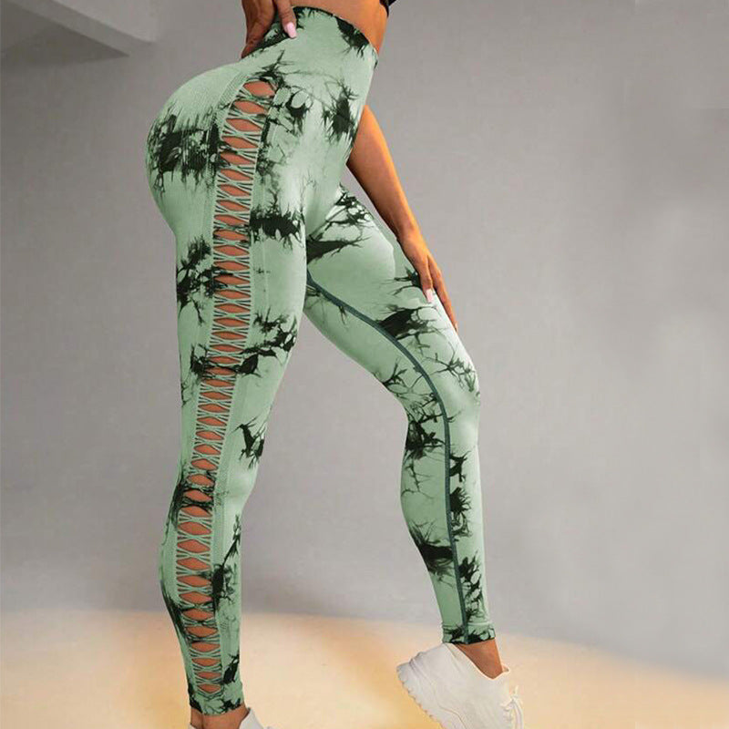 Hollow Tie Dye Yoga Pants