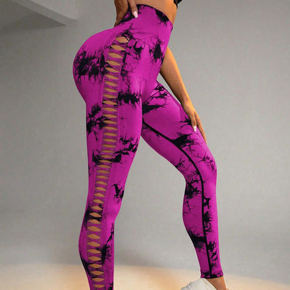 Hollow Tie Dye Yoga Pants