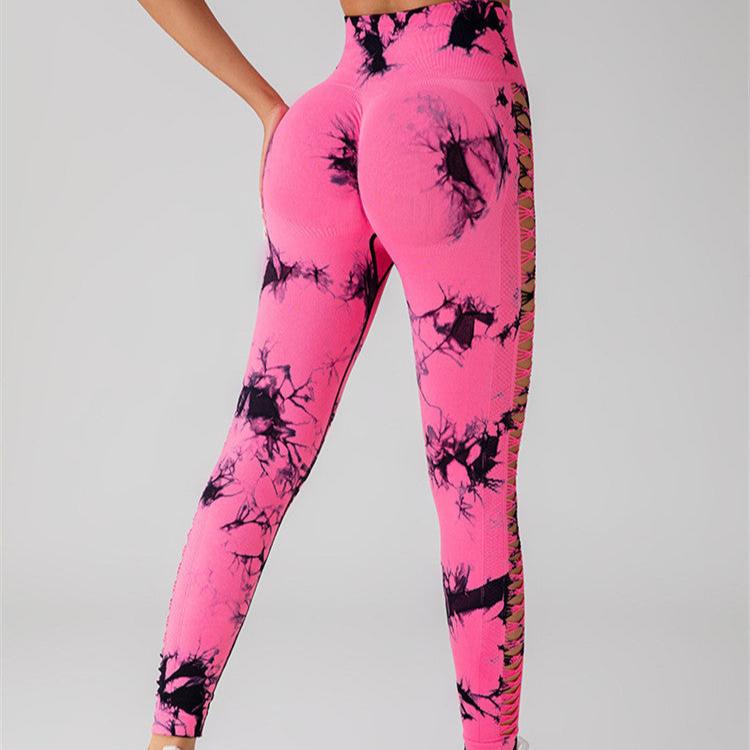 Hollow Tie Dye Yoga Pants